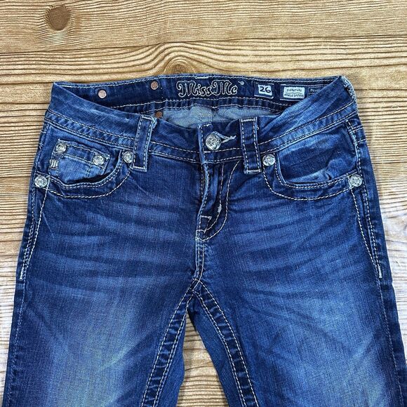 Miss Me Jeans Skinny Ankle Rhinestone Beaded Pockets Size 26 JE8111AK2 - Picture 2 of 16